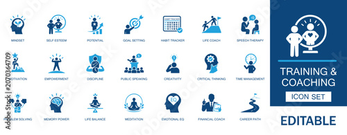Canvas Print Training and coaching icon set