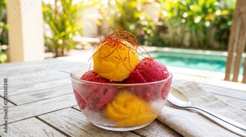 tropical fruit cocktail with fruit