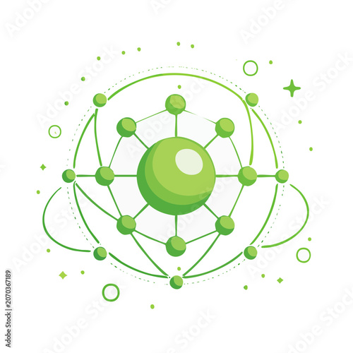 Green atomic structure vector illustration