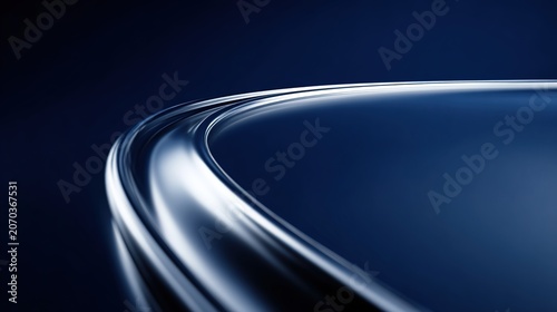 applicability. A silver curve cutting across a deep blue background, conveying speed and motion. event key visuals, club posters, designed for sports event promotions and stadium branding.