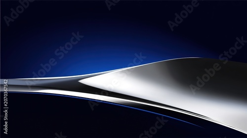applicability. A silver curve cutting across a deep blue background, conveying speed and motion. event key visuals, club posters, designed for sports event promotions and stadium branding.