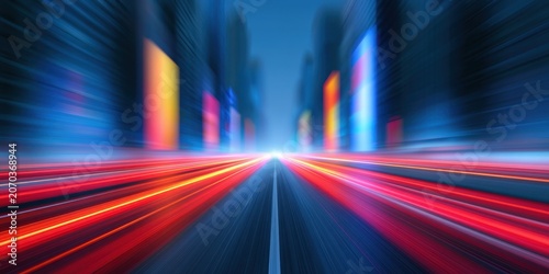 Futuristic smart city lights in motion urban landscape photography nighttime dynamic perspective