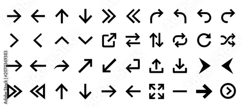 Arrow Icon Set Collection – Modern Navigation Direction Symbols Vector Pack