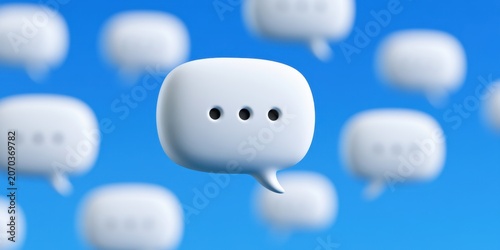 Floating dialogue bubbles illustrating conversation flow in a digital landscape abstract viewpoint