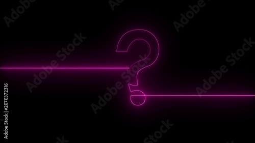 Neon glowing loop Red color Question mark sign Question mark icon asking icon animation.4k resolution video abstract advice.