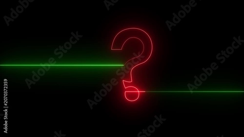 Neon glowing loop Red and green color Question mark sign Question mark icon asking icon animation.4k resolution video abstract advice.