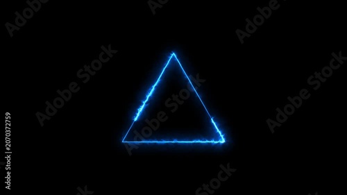Abstract beautiful blue neon portal triangle loading icon background animation 4k video.