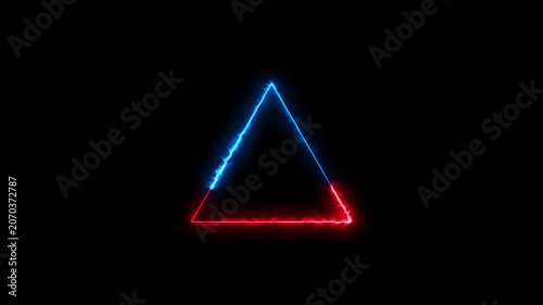 Abstract beautiful blue and Red neon portal triangle loading icon background animation 4k video.