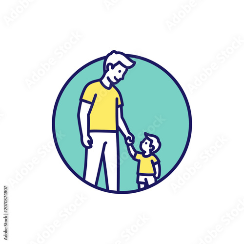 Father and Child Holding Hands Together.