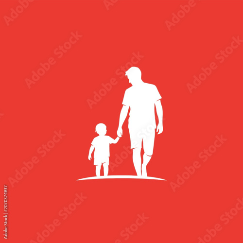 Father and child walking hand in hand.