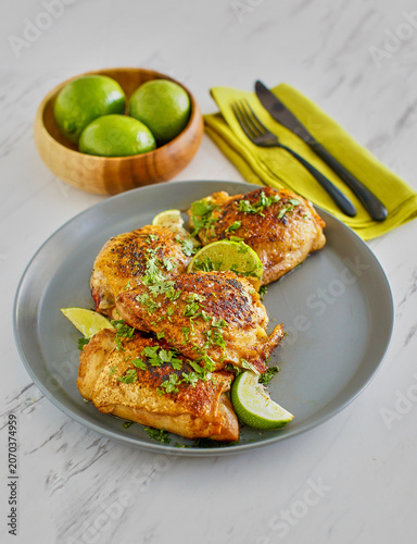 air fryer roasted cilantro lime marinated chicken thighs 