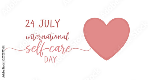 International selfcare day banner with pink heart
