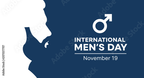 International mens day graphic with male profile silhouette
