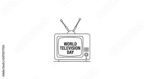 World television day line art illustration