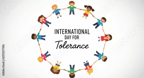 International day for tolerance illustration with children holding hands
