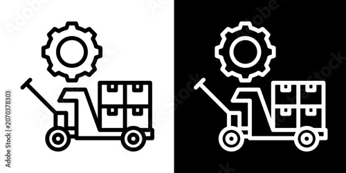 Foto Hand Trolley  Icon Set White Line Style Collection