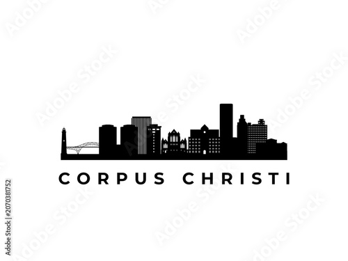 Vector Corpus Christi skyline. Travel Corpus Christi famous landmarks. Business and tourism concept for presentation, banner, web site.