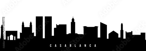 Vector silhouette illustration of Casablanca urban skyline. Modern minimalist cityscape graphic, perfect for travel, banners or backgrounds.