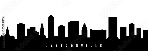 Vector silhouette illustration of Jacksonville urban skyline. Modern minimalist cityscape graphic, perfect for travel, banners or backgrounds.