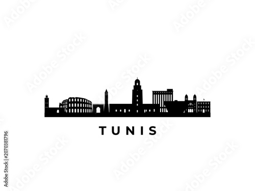 Vector Tunis skyline. Travel Tunis famous landmarks. Business and tourism concept for presentation, banner, web site.