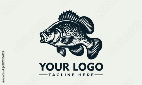 Canvastavla Vintage bass fish fishing club emblem vector logo illustration for outdoor brand