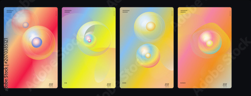 Schilderij op canvas Vibrant Gradient, Swirl Patterns, Colorful Abstract, Backgrounds Set, 4 Vector I