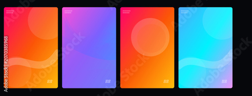Gradient background, colorful rectangles, vibrant abstract shapes, mobile screen templates