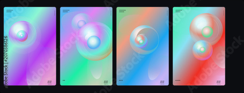 Abstract colorful gradient backgrounds, vibrant swirl patterns, vector set of 4