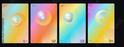 Gradient, holographic, iridescent backgrounds, colorful, vector set