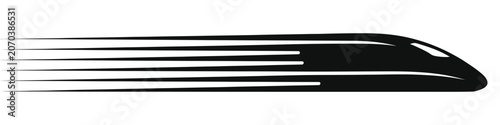 Minimalist High-Speed Train Vector Icon with Motion Blur Streak Lines - Fast Bullet Train Silhouette Concept for Modern Transit & Logistics