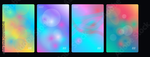 Cuadro en lienzo Holographic backgrounds, iridescent effects, gradient textures, colorful panels,