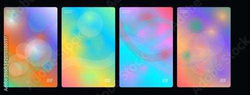 Holographic backgrounds, rainbow effects, colorful textures, gradient overlays, abstract patterns