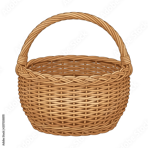 A handwoven wicker basket rests gracefully on a neutral surface