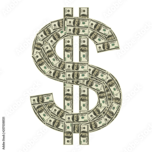 Dollar Sign Made of Cash Symbols Exudes Wealth and Prosperity