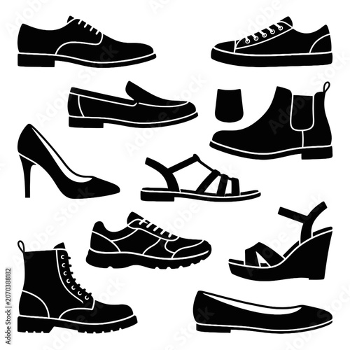 This collection showcases diverse footwear silhouettes for fashion