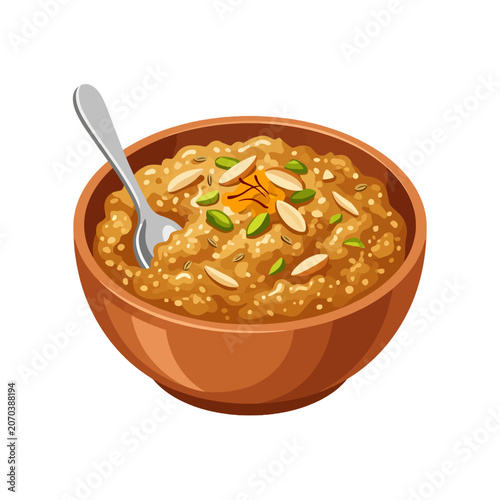 A warm bowl of almond oatmeal with seeds welcomes morning calm