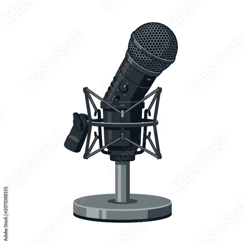 Professional studio microphone on a shock mount stand