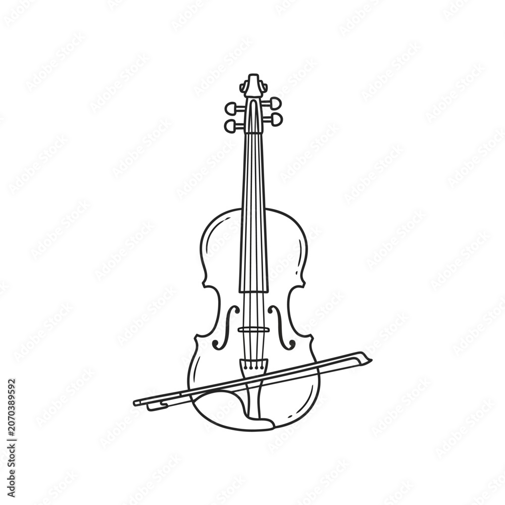 Fototapeta premium Violin Instrument with Bow Attached.
