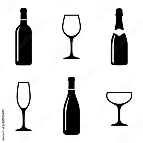 Fotografie A minimalist still life of bottles and glasses on white