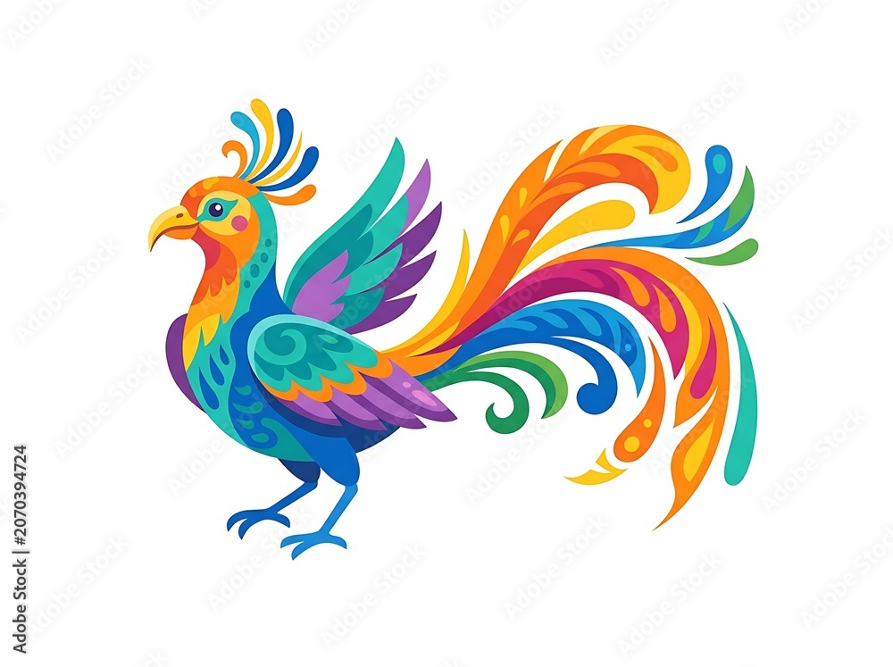 Fototapeta premium Colorful mythical bird illustration