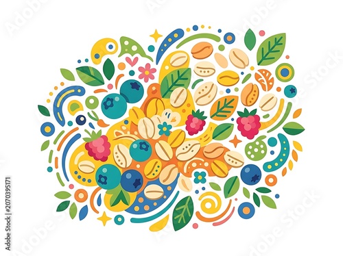 Healthy breakfast cereal berry swirl design