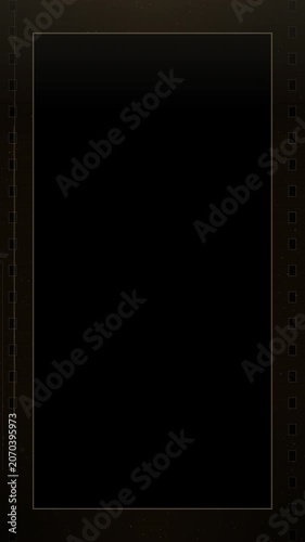 Vertical 35mm cinema vintage film frame overlay animation for mobile video with scratches