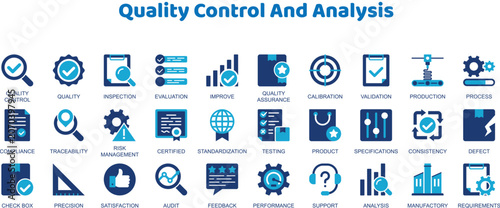 Photos Quality control and analysis vector icons