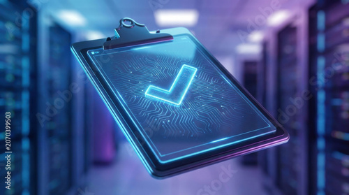 Cyber insurance concept sleek modern clipboard secure data check approval