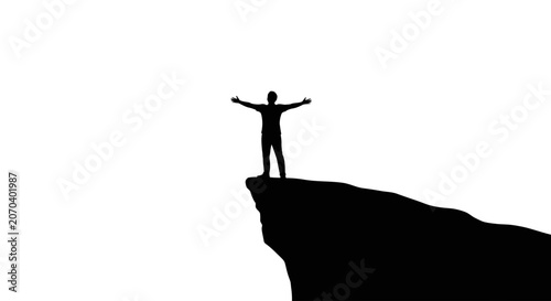 Person Standing on Cliff Edge Silhouette