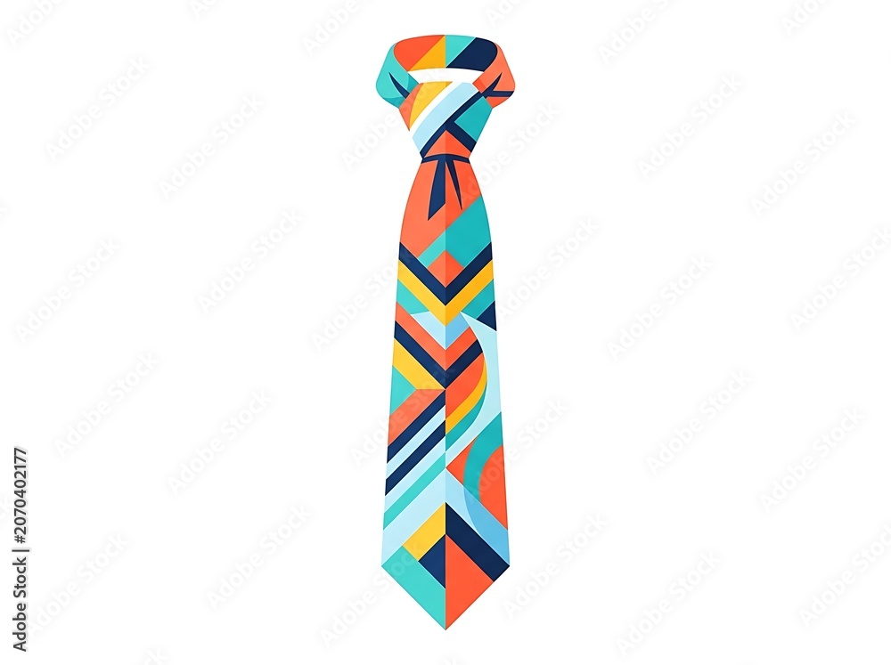 Obraz premium Colorful geometric patterned tie isolated on white background