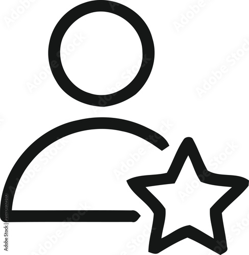 User profile with star icon simple line art illustration
