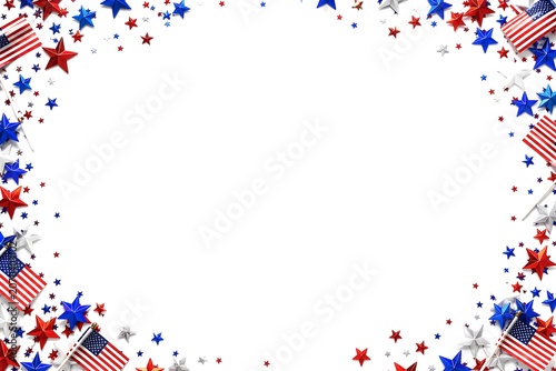 Patriotic Confetti Stars Border Frame Center Copy Space Fourth July Celebration