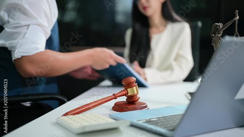 Business team and Male lawyer or judge consult having team meeting with client, Law and Legal services