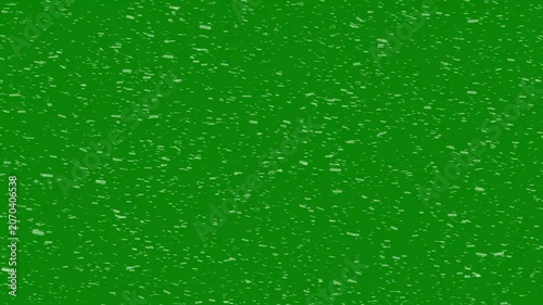 Snow realistic falling on green background. realistic winter snowfall, Snow falling effect animation, abstract dust particles with white light bokeh, snow glare and flare sparkles, 4k video